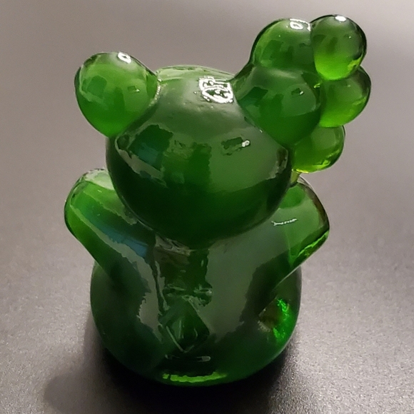 Vntg Boyd "Patrick the Bear" Emerald Clear & Opaque Green Slag Glass - Picture 5 of 6